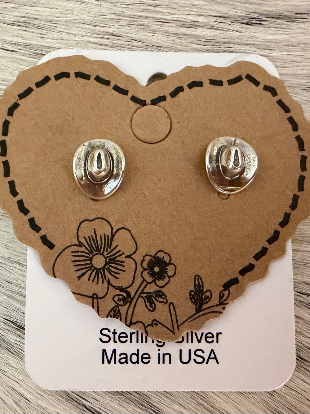 ❤️ Cowboy Cowgirl Hat Sterling Silver Western Ethnic Stud Earrings USA